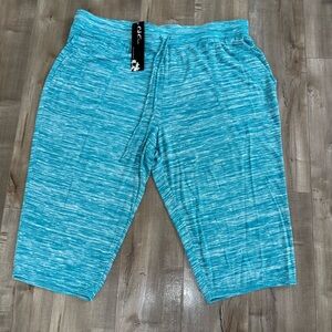 NEW‎ CSC Studio Carolyn Strauss Capris Sweats Women 2XL Turquoise White Stripe